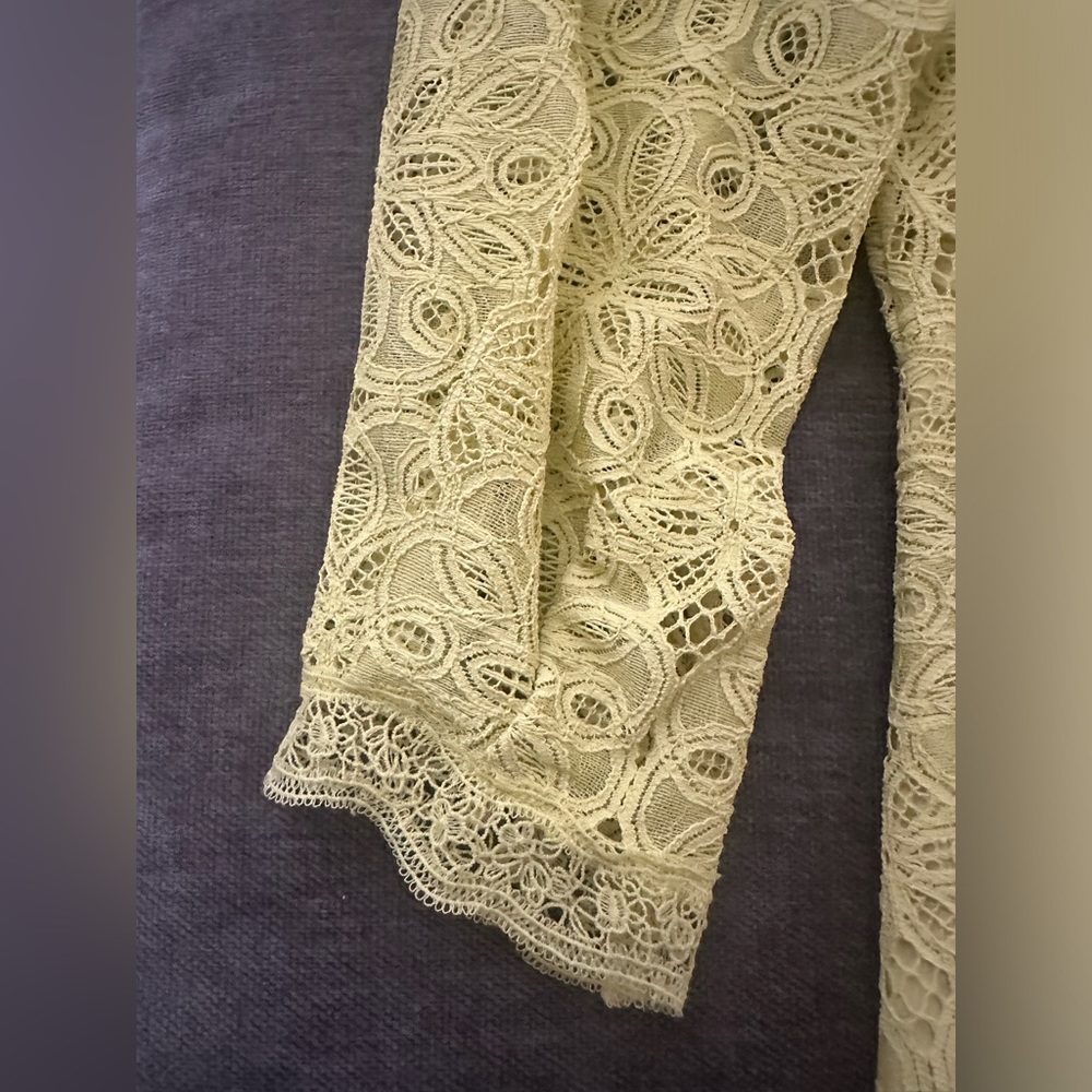 Anthropologie Chartreuse Lace Midi Dress Size 4 - Picture 6 of 14